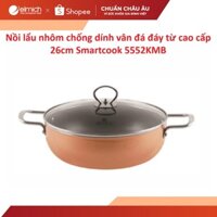 [LIFEMCMBP4 -12% đơn 250K] Nồi lẩu nhôm chống dính vân đá đáy từ cao cấp 26cm Smartcook 5552KMB