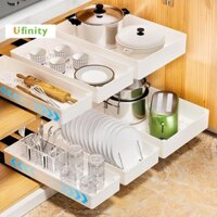 Lifinity Giỏ Đựng Đồ Có Ray Trượt-Kệ Để Đồ Tủ Bếp Nhựa, Kệ Đựng Gia Vị Đa Năng