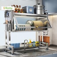 Lifinity INOX Kệ Nhà Bếp Đa Năng 65/75/85/95/105cm, Kệ Tủ Bồn Rửa Có Nắp, Kệ Chén Bát Đĩa Chống Bụi