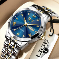 Lige Đồng Hồ quartz Nam Chống Thấm Nước Dây Thép Không Gỉ