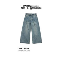 LIGHT BLUE LOOSE PLEAT WIDE JEANS - Quần jeans ống rộng thùng thình 1285
