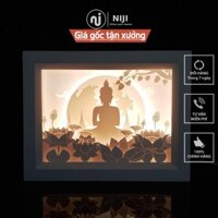 Lightbox kirigami Đèn thờ Phật ngồi Đài Sen, giấy nghệ thuật 3D sản xuất thủ công - Chính hãng 𝑵𝑰𝑱𝑰