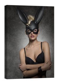 LightFairy Glow in The Dark Canvas Painting - Stretched and Framed Giclee Wall Art Print - Sexy Masked Rabbit Woman - Master Bedroom Living Room De...
