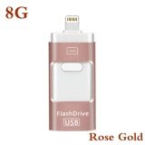 Lightning 3 in 1 Card Reader USB Flash Drive 8GB/16GB/32GB/64GB For IPhone Lightning to Metal Pen Drive U Disk for IOS10 Memory Stick.(Rose Gold Gold Black Grey)