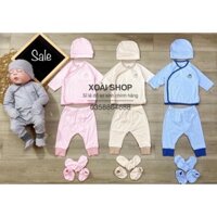 LiL - set sơ sinh thun tăm ( 1 bộ, 1 mũ và 1 đôi bao tay chân)