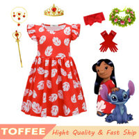 Lilo Và Stitch Công Chúa Đỏ Đầm Cho Trẻ Em Bé Gái Trang Phục Hàng Ngày Halloween Tay Ngắn Đồ Ngủ Trang Phục Hóa Trang Trọn Bộ