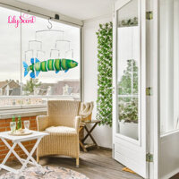 [♥Lily] Trang trí chủ đề cá Nhiệt đới Trang trí cá kim loại thủ công Chuông gió cá cho sân vườn Trang trí sân vườn Chống chịu thời tiết Trang trí treo ngoài trời trong nhà
