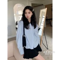 @Lily.clothes- Áo sơ mi kẻ sọc xanh phối cổ bản to đen