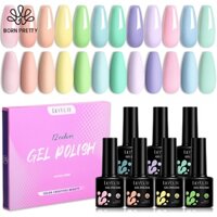 LILYCUTE Sơn Gel Set 12 Màu Macaron Bộ Sơn Gel Pastel Set Sơn Móng Tay Sơn Thạch Sơn Móng Tay Gel Nail 7ml