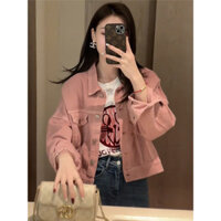 Lin Lin Lin Linzi の Mùa Xuân Phong Cách Mới Áo Sơ Mi Denim Màu Hồng Áo Khoác Nữ Thiết Kế Cảm Giác Niche Rời Áo Khoác Ngoài Top Nữ