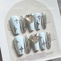 Lin nail box- mẫu nail màu xanh, Móng tay giả, Nail box thiết kế sang chảnh - đổi form ib shop tư vấn.