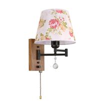 LIN XIAO HAO mayu Pull Chain Wall Sconce E27 Swing Arm Lamp Metal + Cloth Shade | Living Room Bedroom Bedside Study Wall Lamp (Size : 32cm25cm)