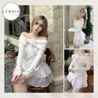 [Lina Set] Set len trễ vai phối chân váy tơ 2 tầng cực xinh (Ảnh thật shop chụp)
