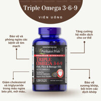 [LINARY1994] Puritan's pride Triple omega 3-6-9 | Viên uống Bổ Sung Omega & Dầu Cá, Fax & Borage Oils - 120 viên