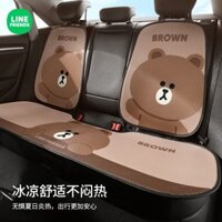 Line Friends Back Cushion Vải Rayon Thoáng Khí Hoạt Hình Dễ Thương Họa Tiết Gấu Phù Hợp Với Mùa Hè Cho Ô Tô