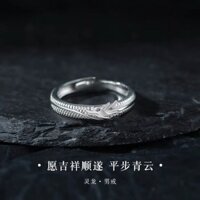 Linglong Nhẫn Bạc Khắc Hình Rồng Năm Mới Phong Cách Niche Quà Tặng Cho Bạn Trai