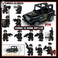 Lính Đặc Nhiệm Xe Cảnh Sát Combo 12 Nhân vật Và Xe Mô hình Lắp ráp Quân sự Lính SWAT Army và Police Car Đồ chơi Lính và Xe P13-P16