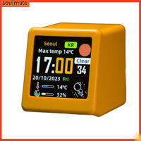 Linh hồn| Đồng hồ có thể tùy chỉnh Màu sắc Điều khiển cảm ứng Đồng hồ báo thức Wifi Mini có màn hình thời tiết Thiết kế hoạt hình Lịch Thời gian Ngày Nhiệt độ Độ ẩm Tốc độ gió cho gia đình