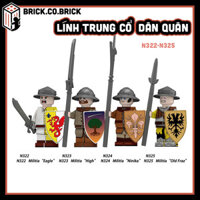 Lính Trung Cổ Dân Quân Mô hình Lính Quân đội Dân Quân Tự Vệ Mô hình Army Soldiers N322-N325