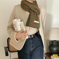 LINH TUXEDO - KHĂN CHOÀNG CHẤT LEN KẺ SỌC MÀU RÊU