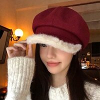 LINH TUXEDO - MŨ NÓN BERET BÁNH TIÊU LƯỠI TRAI VIỀN LÔNG TRẮNG THANH LỊCH