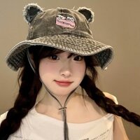 LINH TUXEDO - MŨ NÓN BUCKET VÀNH BÈO TAI GẤU THÊU LOGO