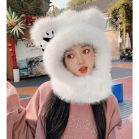 LINH TUXEDO - MŨ NÓN KÈM CHOÀNG CỔ LÔNG XÙ MỊN TAI GẤU PANDA ĐÁNG YÊU CHO MÙA ĐÔNG