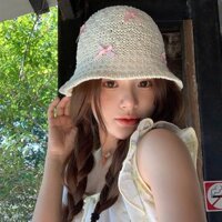 LINH TUXEDO - MŨ NÓN VÀNH BÈO CHẤT LEN ĐAN ĐÍNH NƠ HỒNG CUTE