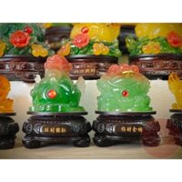 Linh vật cóc ngậm tiền thiềm thừ phong thủy tỳ hưu đế gỗ xoay 360 độ đặt ban thần tài thổ địa