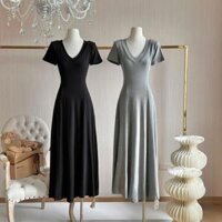 LINHHOANG Váy body đuôi cá cổ tim, DBD1106, Top nữ women, hai màu Ghi/Đen