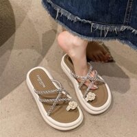 LinhTDEP - Dép nữ xỏ ngón đính đá hồ điệp xinh đẹp, dép nữ kiểu sang chảnh đính đá hot nhất hiện nay