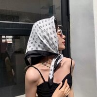 LINHTUXEDO - KHĂN LỤA VUÔNG HỌA TIẾT CHÉO SỌC CHẤM BI CÔNG SỞ