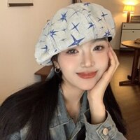 LINHTUXEDO - MŨ NÓN BERET BÁNH TIÊU BLING BLING XANH DA TRỜI