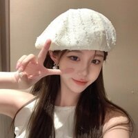 LINHTUXEDO - MŨ NÓN BERET FORM BÁNH TIÊU VẢI LITI TRẮNG
