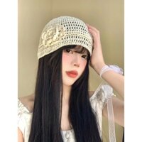 LINHTUXEDO - MŨ NÓN LEN ĐAN ĐÍNH HOA MỘT BÊN TIỂU THƯ CỔ ĐIỂN