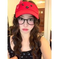 LINHTUXEDO - MŨ NÓN LƯỠI TRAI KHUYẾT ĐỈNH ĐẦU CÚN CON ĐÍNH NƠ ĐỎ