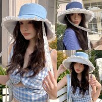 LINHTUXEDO - MŨ NÓN VẢI VÀNH TRÒN VIỀN REN CỘT NƠ TIỂU THƯ