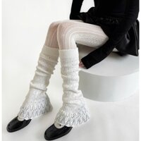 LINHTUXEDO - VỚ TẤT ỐNG LOE VÀ QUẦN LƯỚI REN HỌA TIẾT LITI MÀU TRẮNG KEM