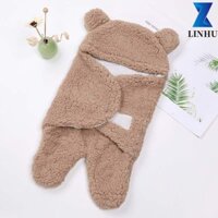 Linhu Bé Swaddle Flannel Làm Dày Mùa Đông Cotton Sơ Sinh Túi Ngủ Unisex