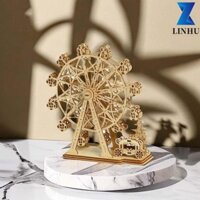 Linhu Đồ chơi bánh xe đu quay xoay bằng gỗ 3D Máy tính để bàn Mô hình Bộ dụng cụ xây dựng Quà tặng trẻ em