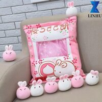 LINHU Linhu Gối Sang Trọng Có Thể Tháo Rời Ngủ Túi Kẹo Sakura Bunny Bé Gái Quà Tặng Đồ Chơi Nhồi Bông Mini Động Vật Bóng