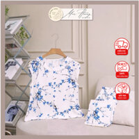 (LINK 2) Lanh nữ mặc nhà quần lửng áo cánh tiên cổ phối viền họa tiết đẹp mắt [Mộc Hương Shop] set đồ cao cấp