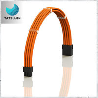 LINKUP - AVA 30cm PCI-E 8 Pin (6+2) GPU PSU Power Supply Braided Sleeve Custom Mod PC Extension Cable with Combs | Strong & Stiff Type | Single Unit | 300mm Orange