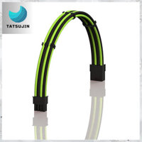 LINKUP - AVA 50cm PCI-E 8-Pin (6+2) GPU PSU Power Supply Braided Sleeve Custom Mod PC Extension Cable | Strong & Sturdy Type | Single Cable | 500mm Green & Black