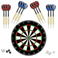 linkvisions Dartboard with Staple-Free Bullseye, 18g Steel Tip Darts Set,12 Steel Tip Darts 18g, Dartboard Mounting Kits Included