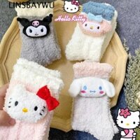 Linsbaywu 4 Đôi Tất Lông Cừu San Hô Dày Mềm Mại Ngủ