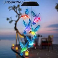 Linsbaywu Chuông gió chim ruồi năng lượng mặt trời Sân LED đầy màu sắc chống nước