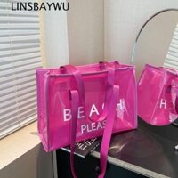 Linsbaywu Túi xách thạch có khóa kéo Túi đi biển Bơi lội thời trang