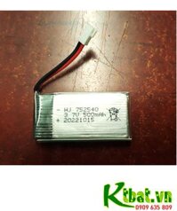 Lipo 752540, Pin sạc 3.7v Li-Polymer 752540 với 500mAh (7.5mmX25mmX40mm) /Đã gắn mạch sạc