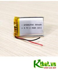 LiPo 802540, Pin sạc 3.7v LiPolymer 802540 (với 800mAh /8mmx25mmx40mm) /Đã gắn sẳn mạch sạc